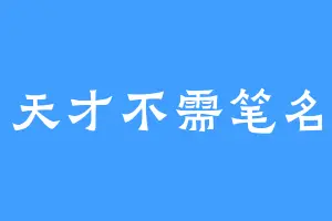 天才不需笔名