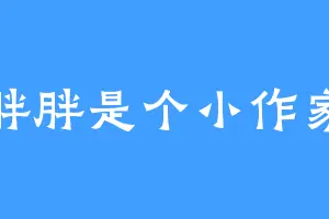 胖胖是个小作家