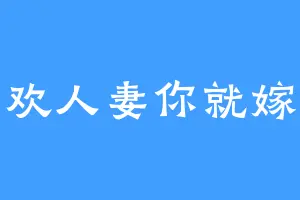 我喜欢人妻你就嫁给他