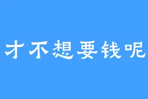才不想要钱呢
