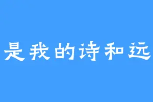 你是我的诗和远方